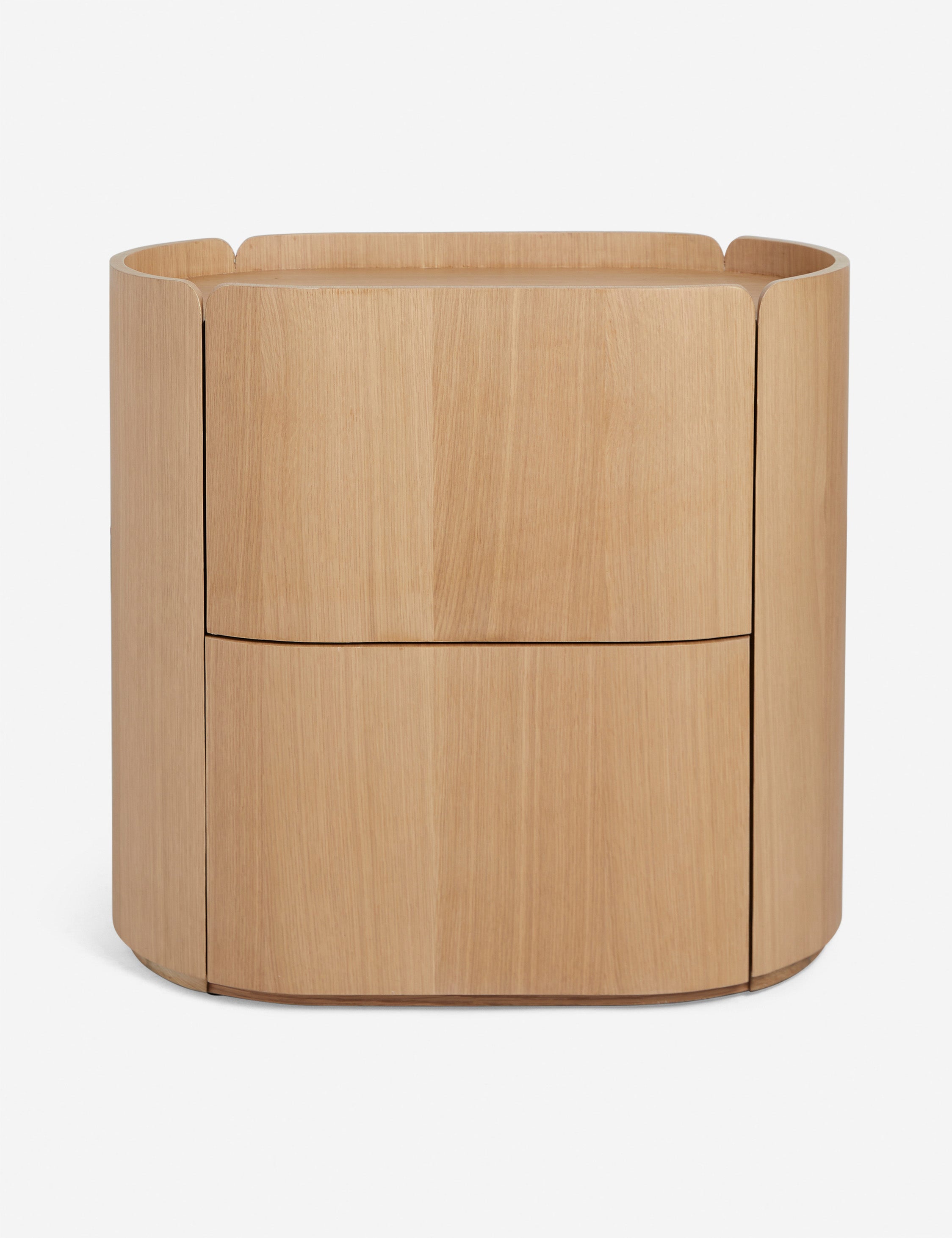 Raphael modern rounded natural wood two drawer nightstand