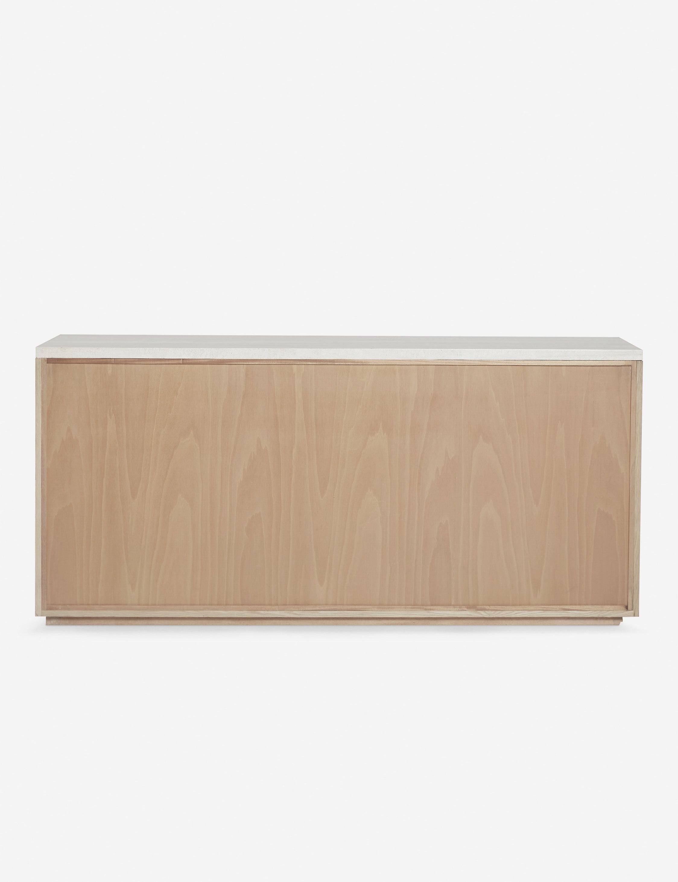 Back of the Rayner carved linear detailing oak six drawer dresser.