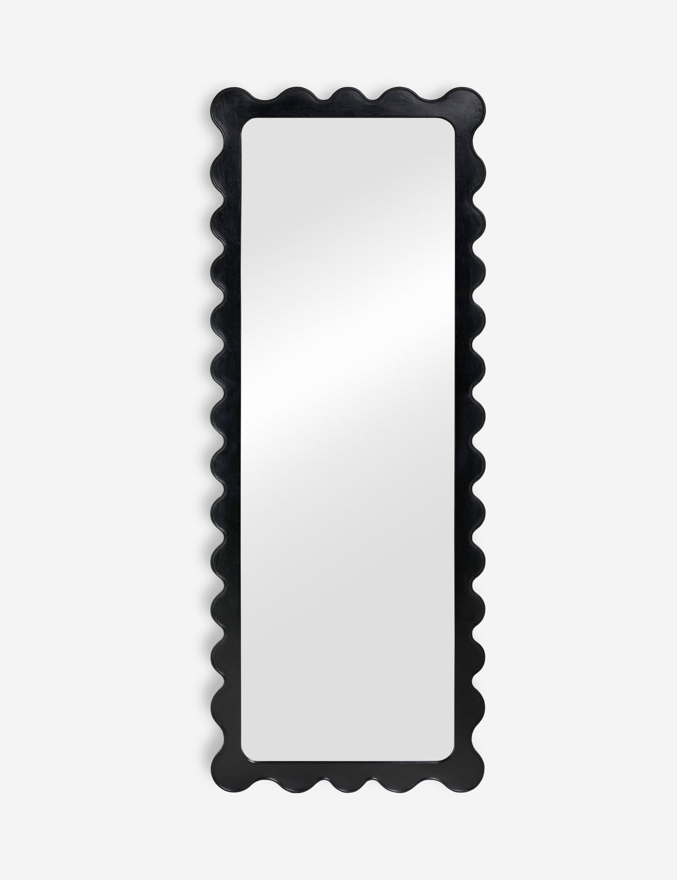 Ripple wavy framed full length mirror in black oak