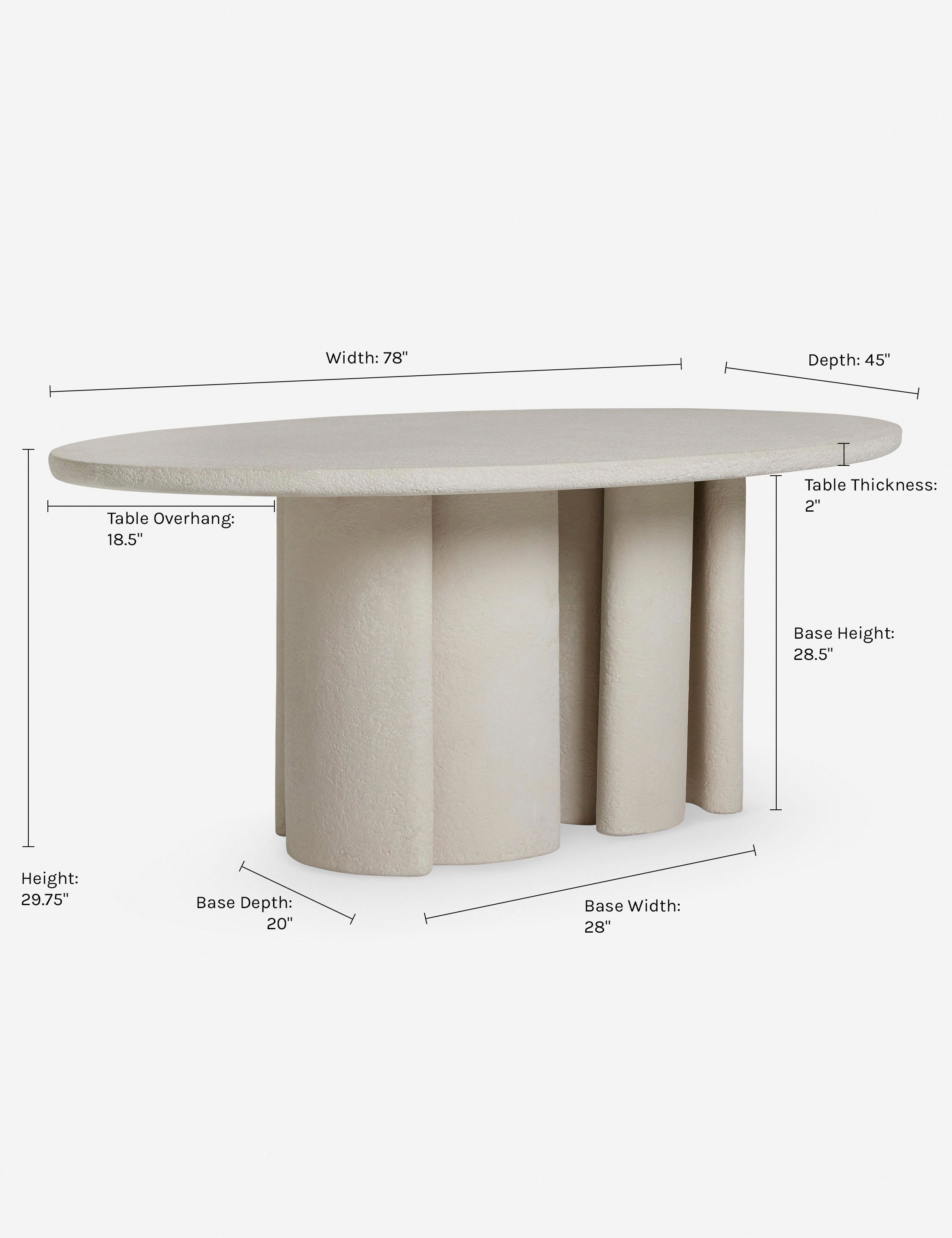 Dimensions on the Rodrigo Indoor Outdoor Oval Dining Table