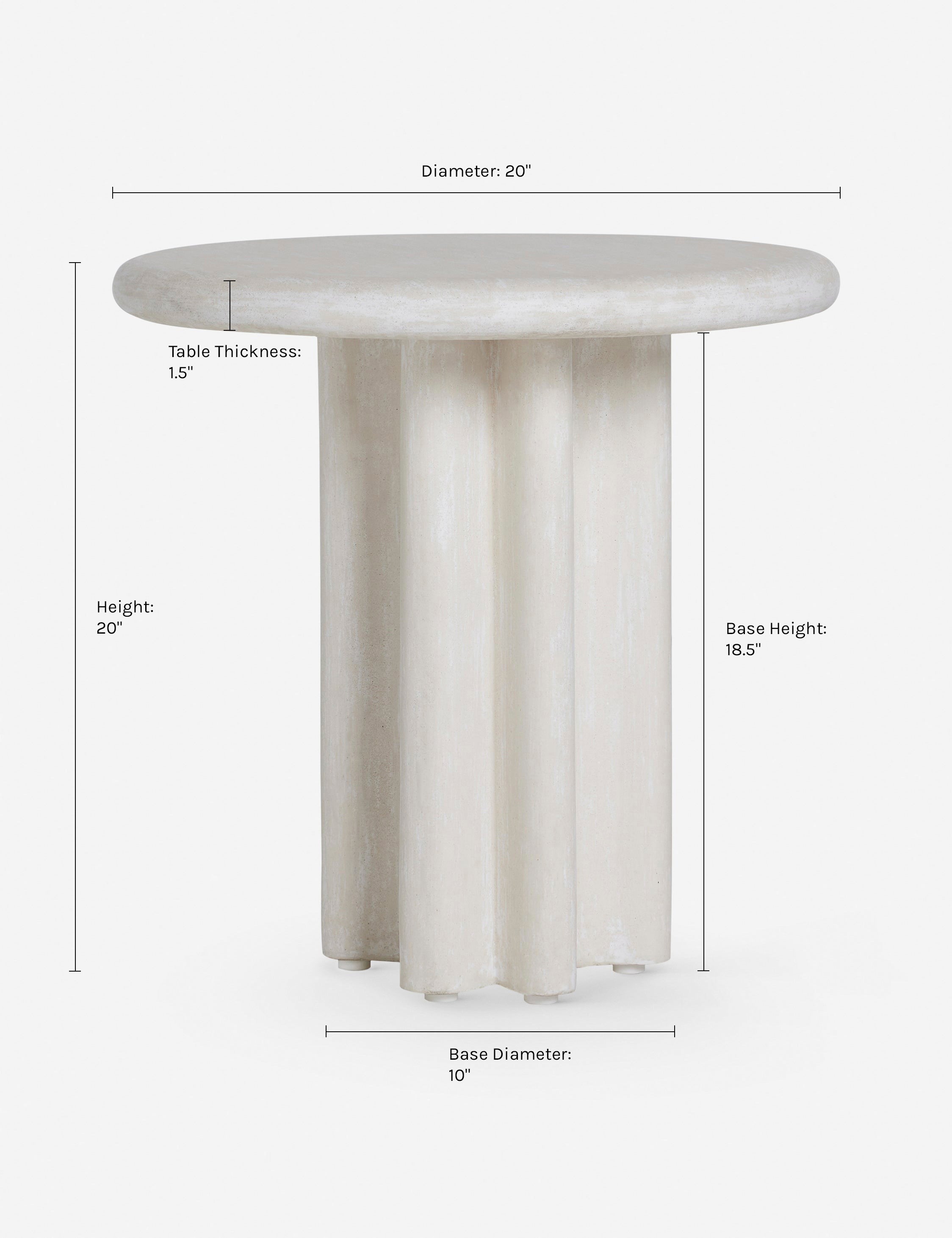 Dimensions on the Ruiz Indoor Outdoor Round Side Table