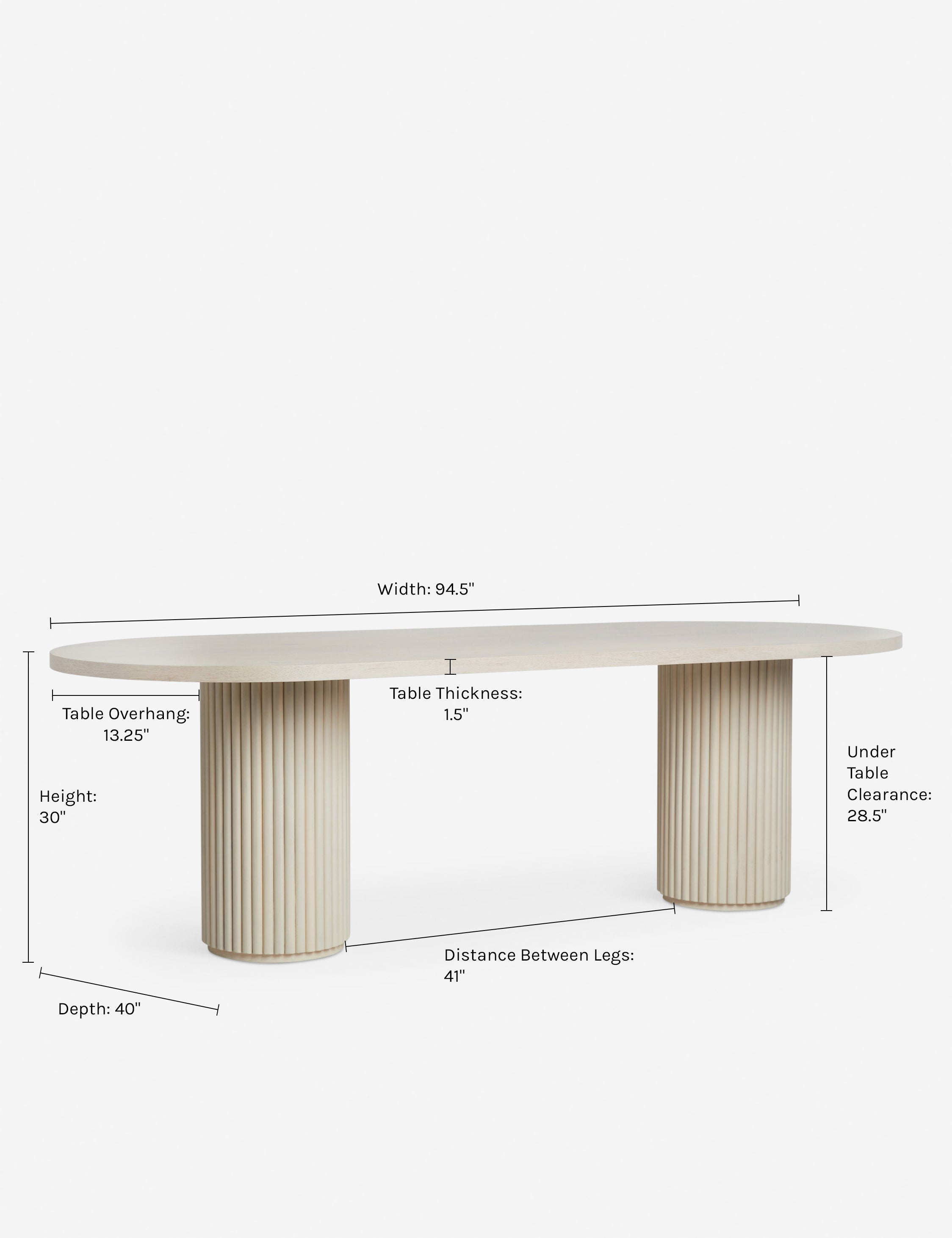 Dimensions on the Rutherford Oval Dining Table