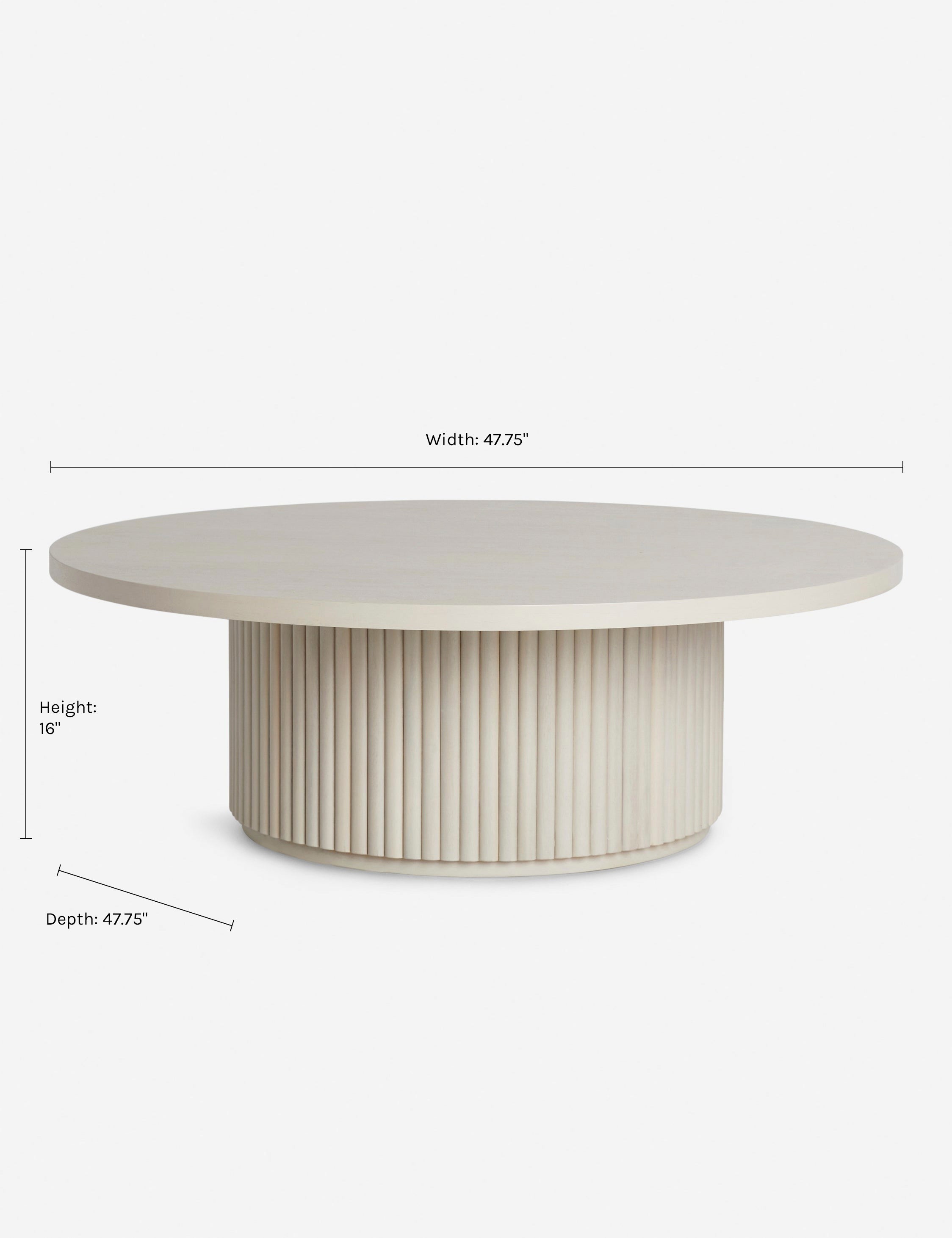 Dimensions on the Rutherford Round Coffee Table