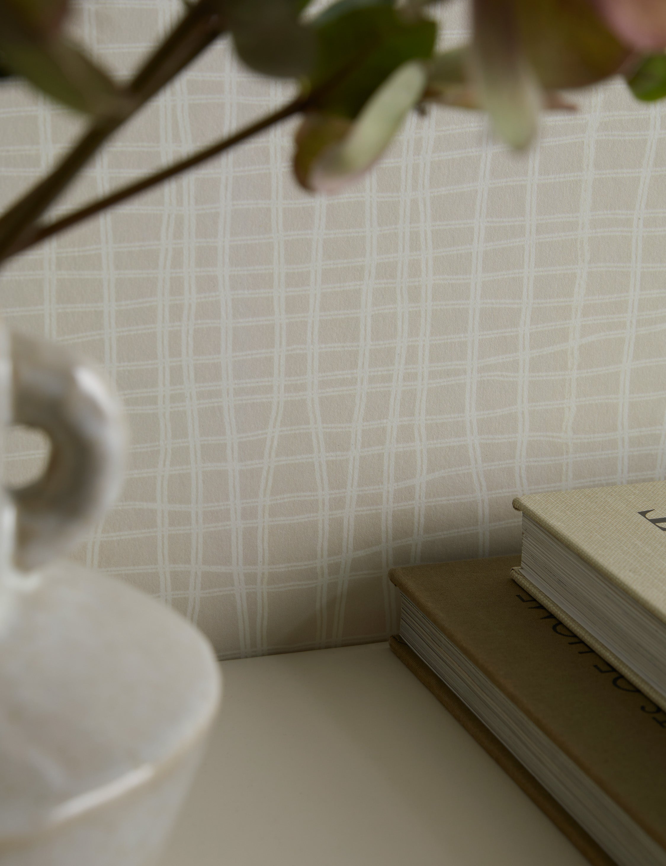 Close up of the Seafarer Abstract Grid Wallpaper by Élan Byrd.