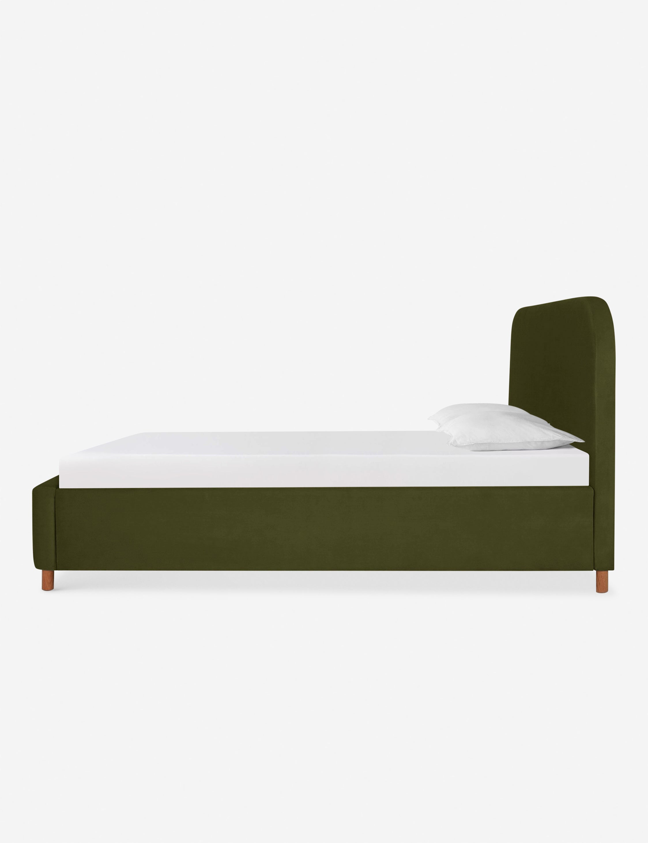Side of the Solene Loden Velvet platform bed