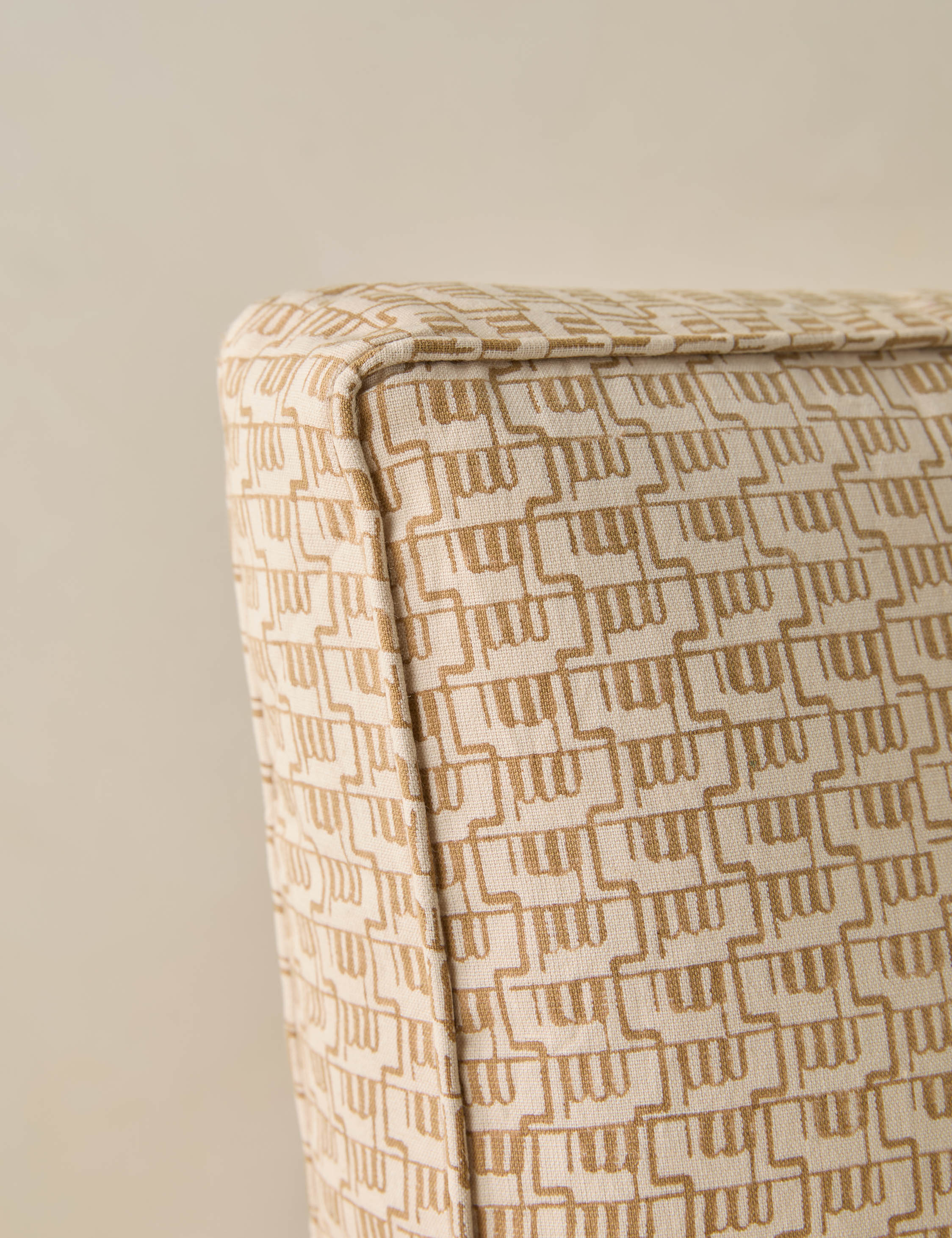 Close up of the Sweeney box silhouette abstract print throw pillow.