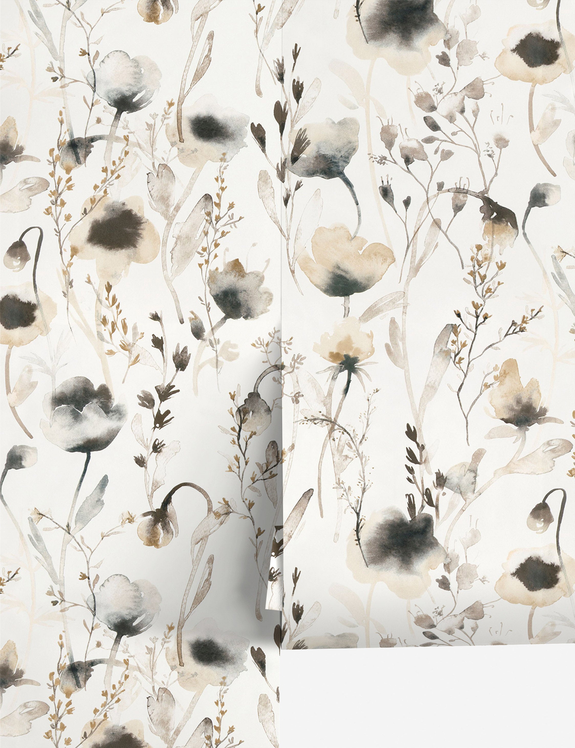 Scalamandre Lo soft and pastoral brown toned floral wallpaper