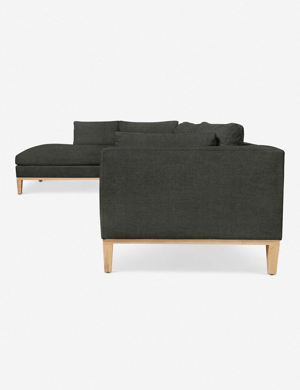 Side of the Charleston charcoal right-facing sectional sofa