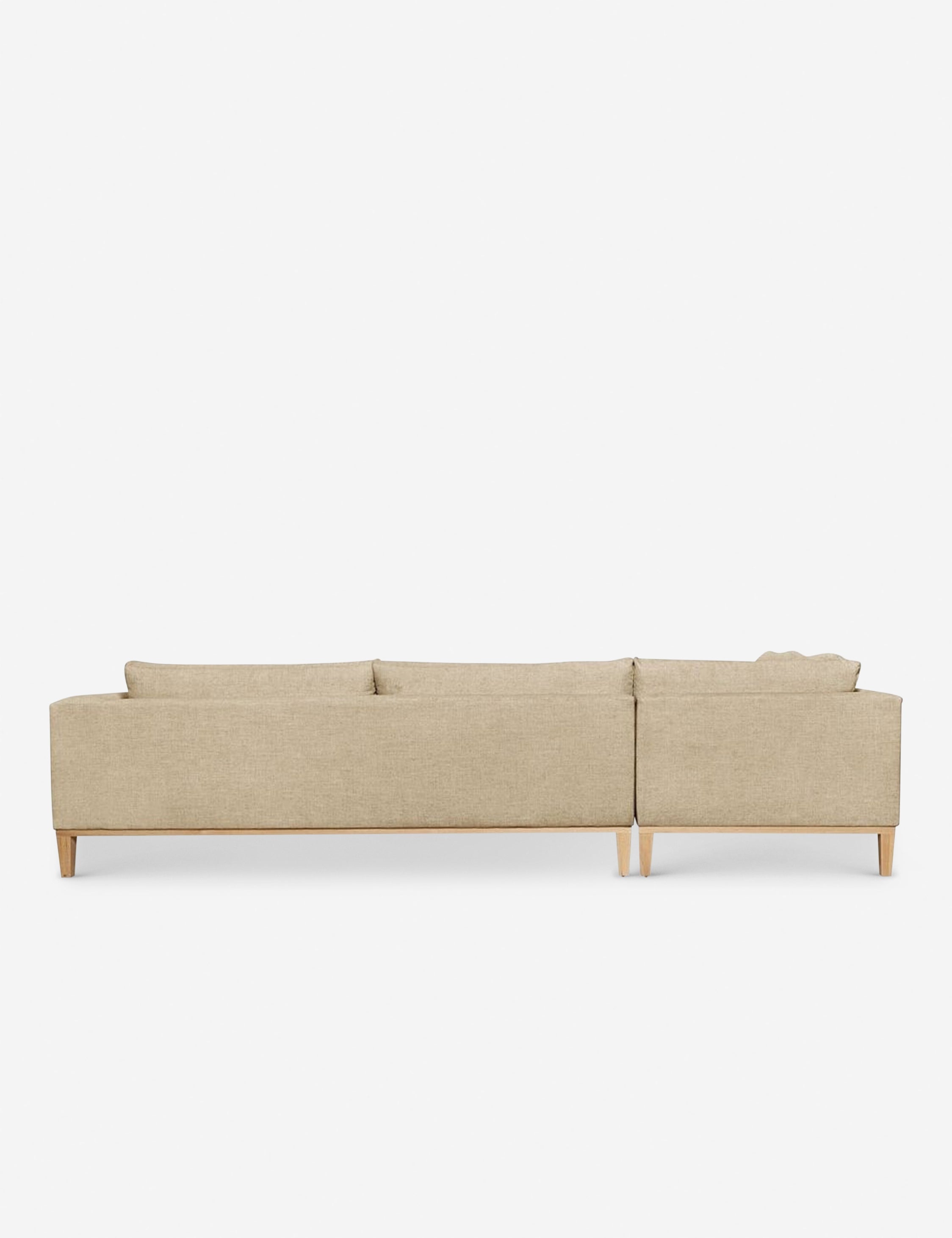 Back of the Charleston linen left-facing sectional sofa