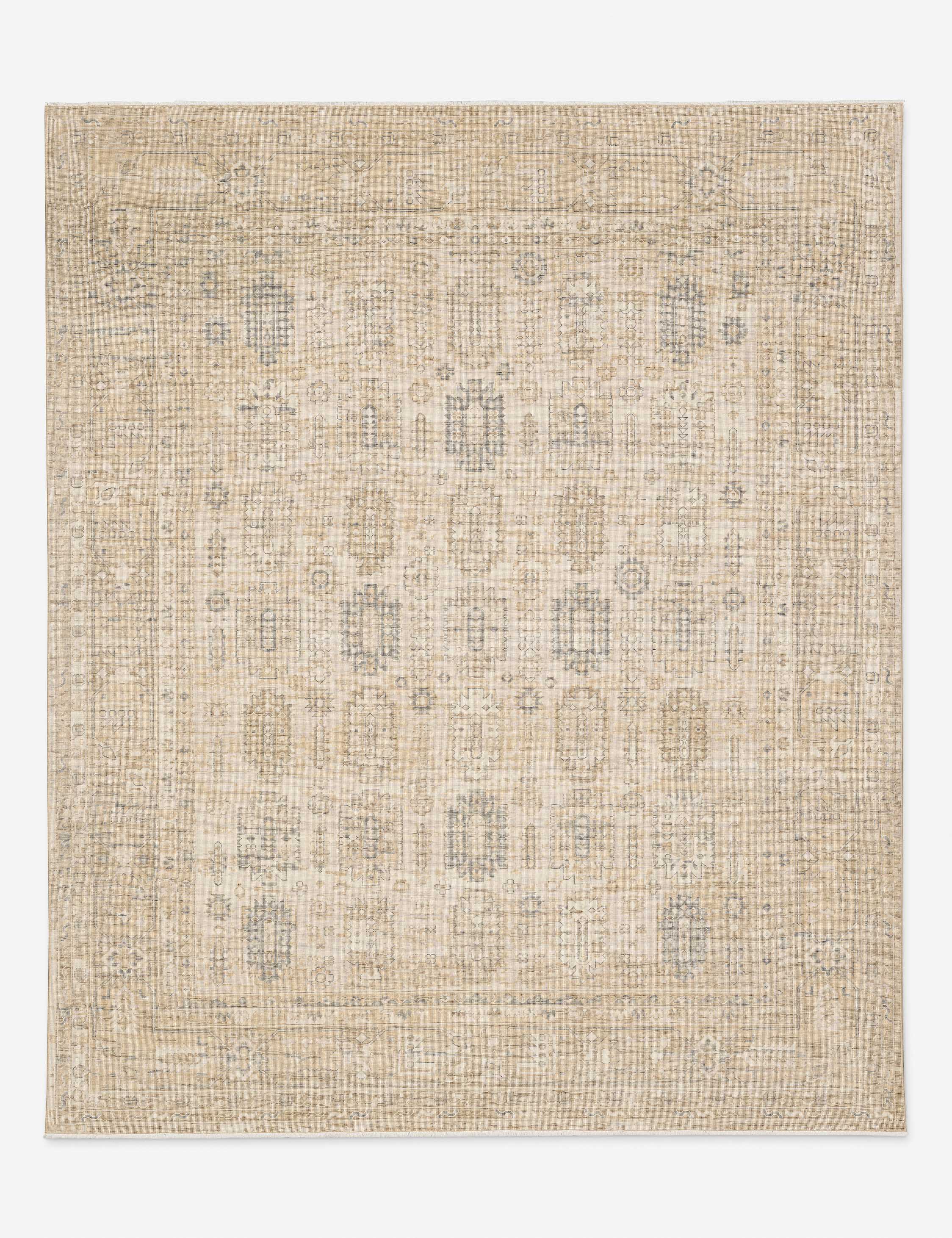 Altin traditional motify wool rug in natural