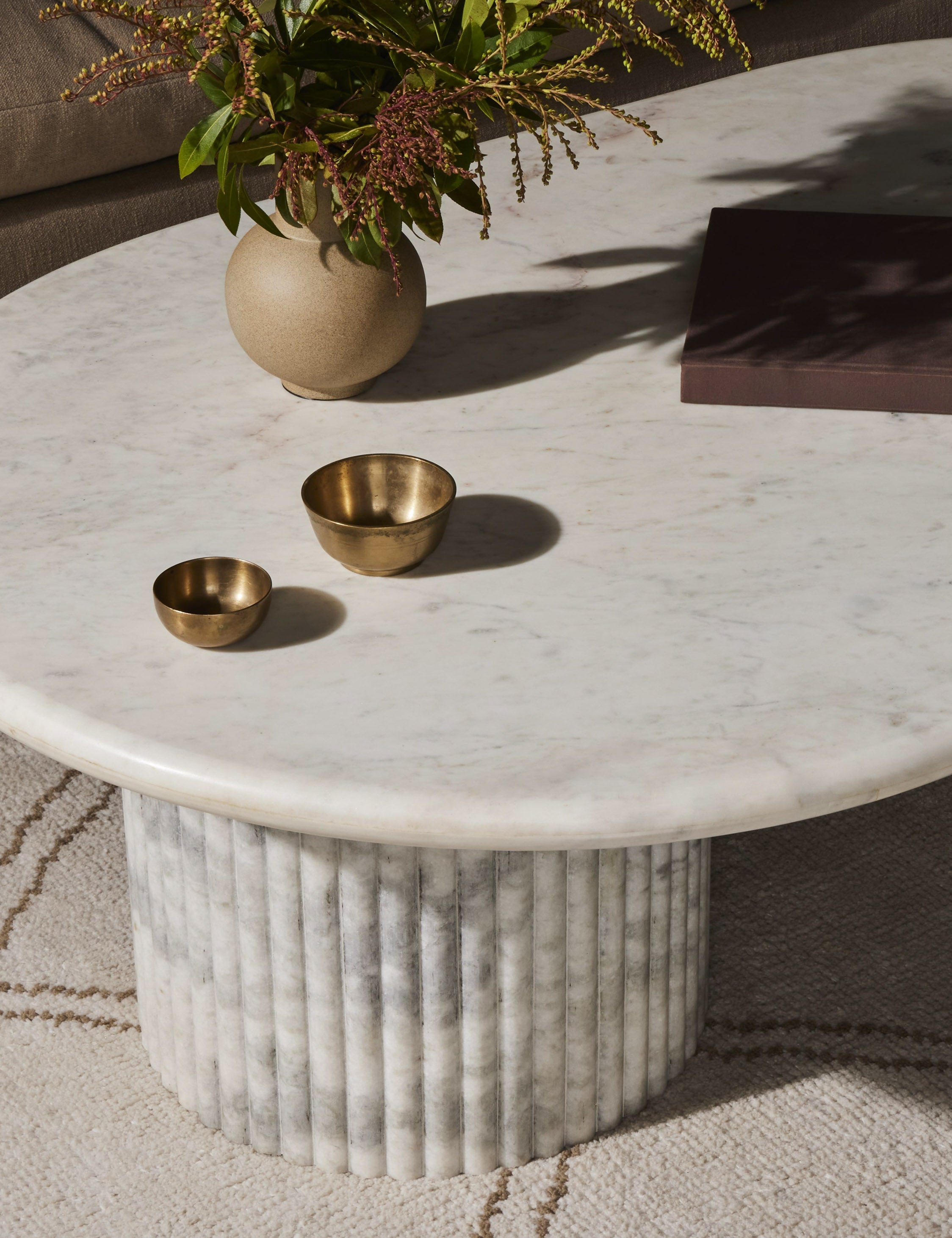 Mercer Oval Coffee Table : White Marble