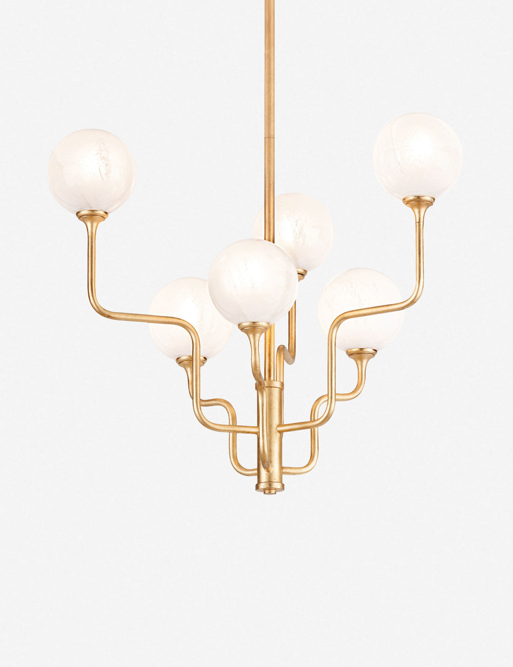 Keller 6 light chandelier with frosted orb lighting fixtures and gold leaf finish