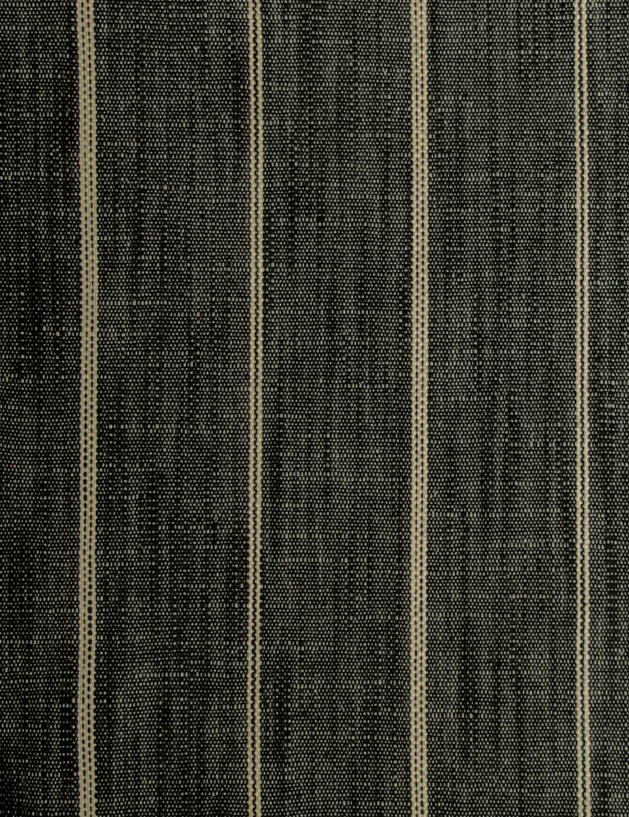 Detailed shot of the stripes and linen on the Adara peppercorn stripe linen upholstered bed.