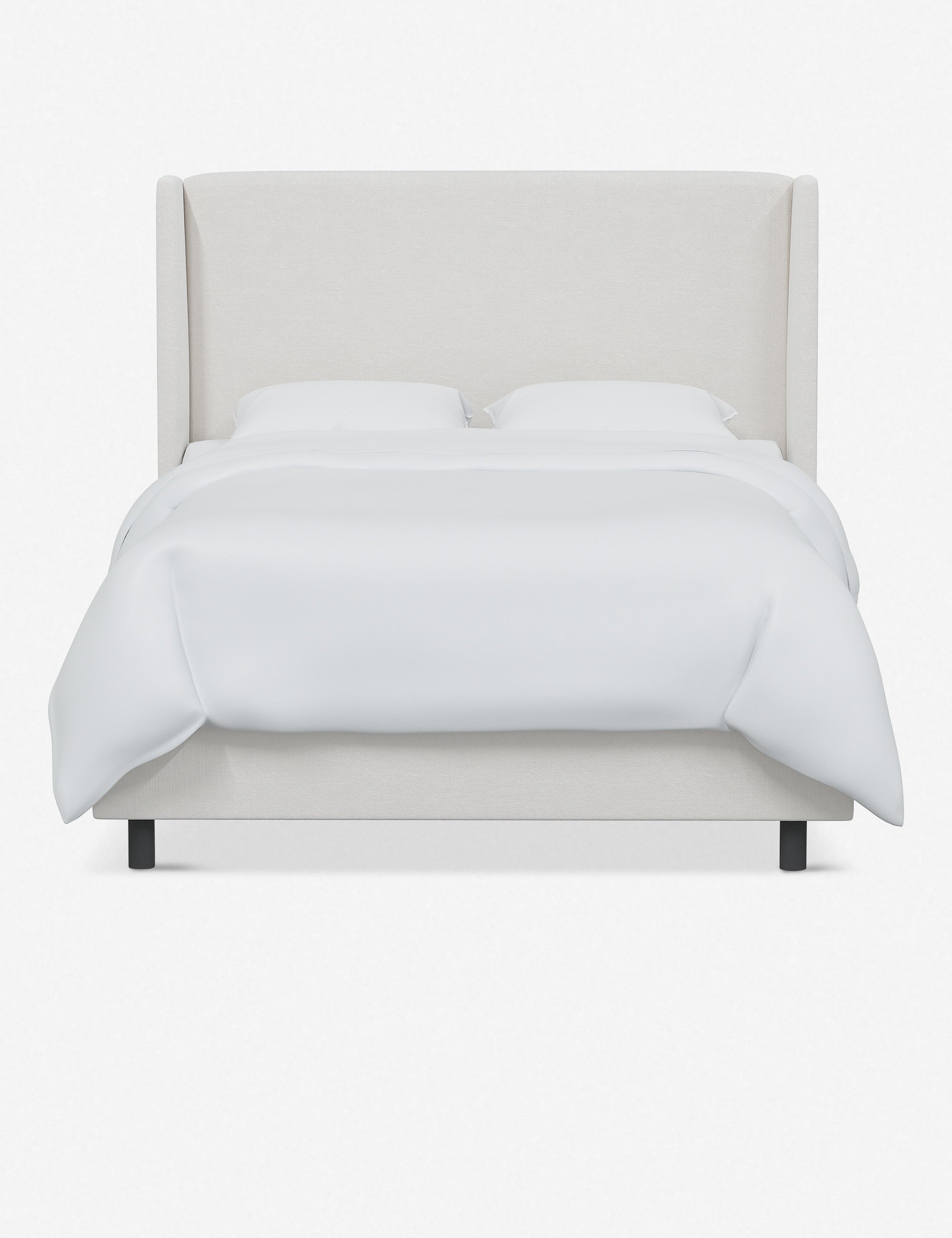 Adara white velvet upholstered bed.