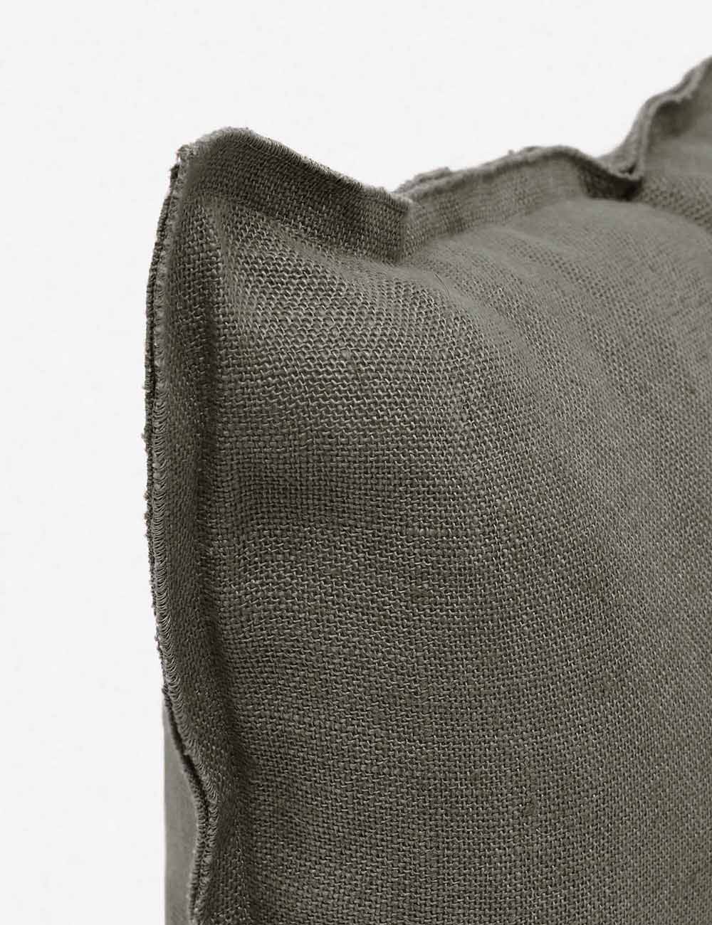 Corner of the arlo Conifer gray long lumbar pillow