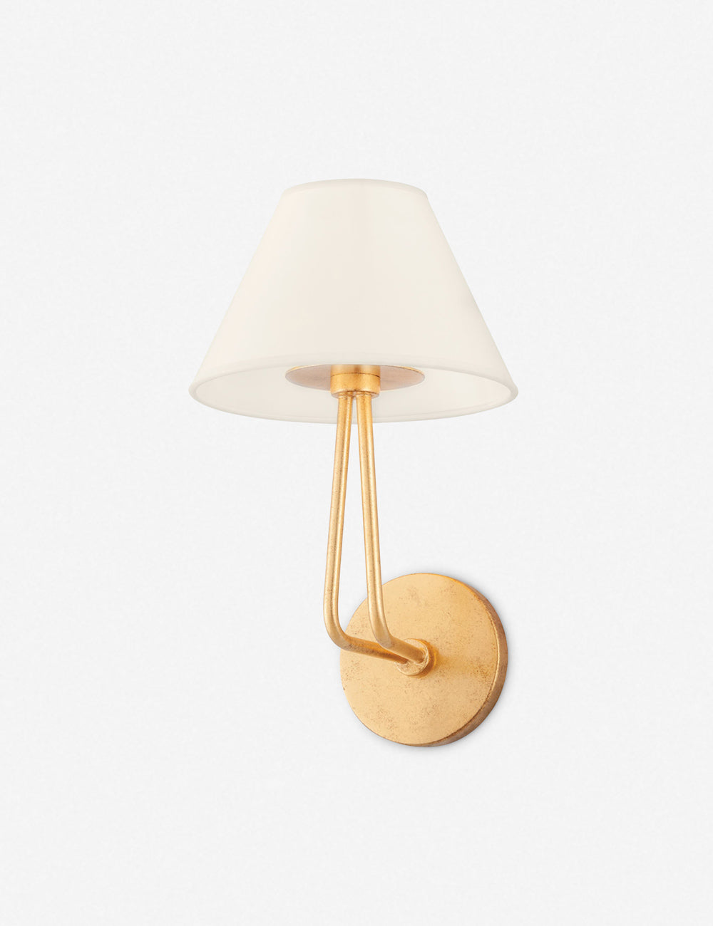Hayden double-armed brass sconce light with a cream empire shade