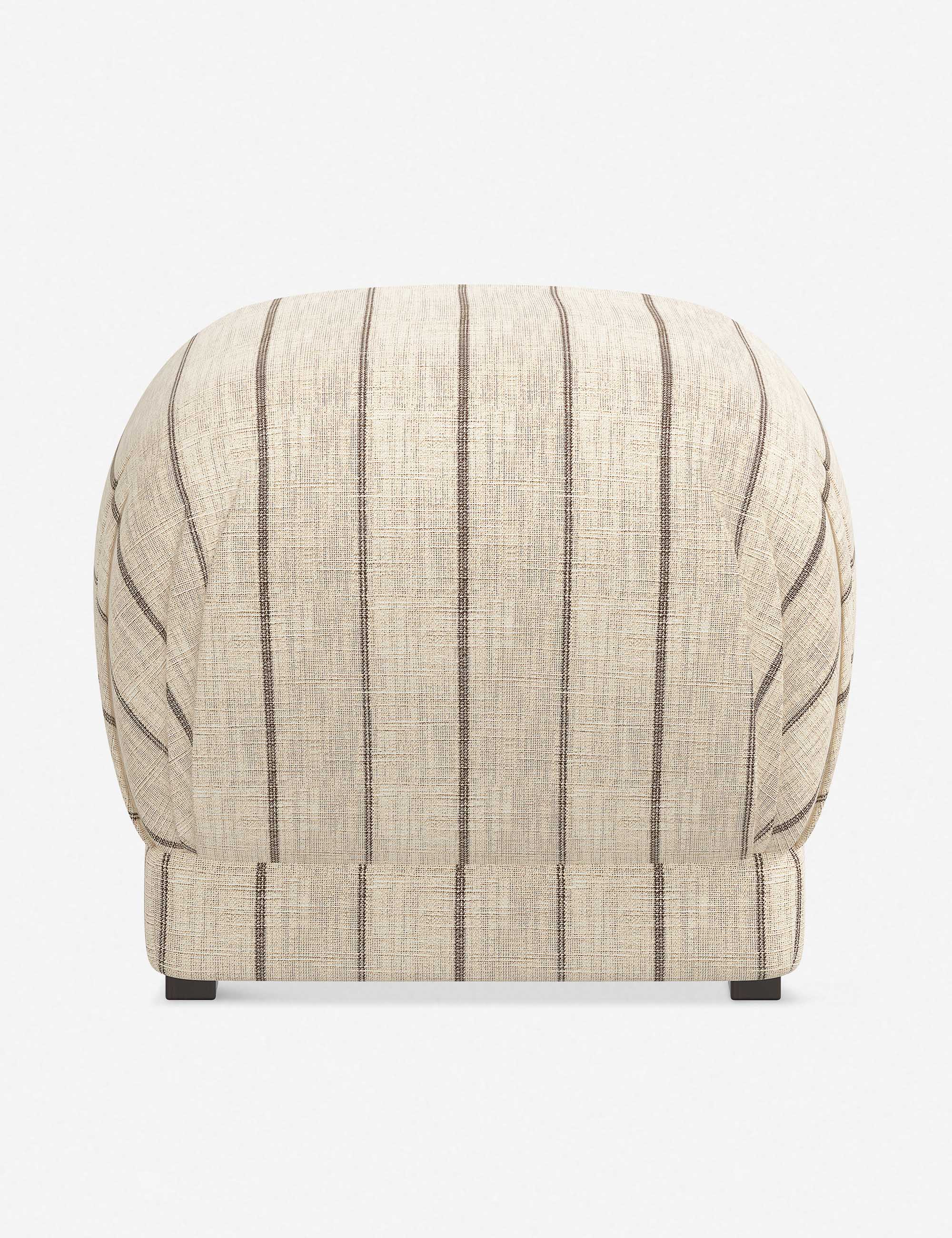 Bailee Natural Stripe upholstered ottoman with a pouf-like design and pleated corners