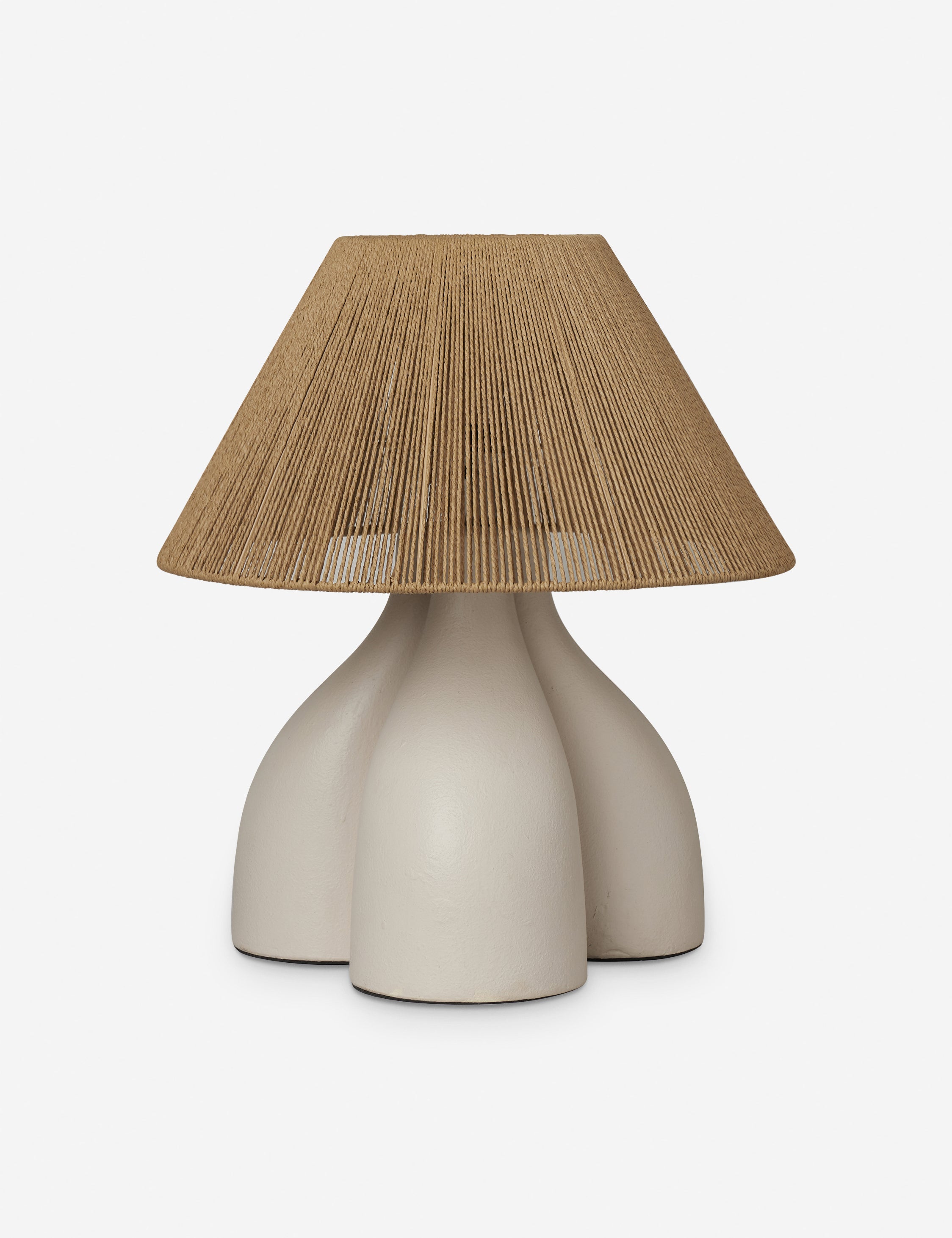 Gustav woven shade sculptural table lamp.