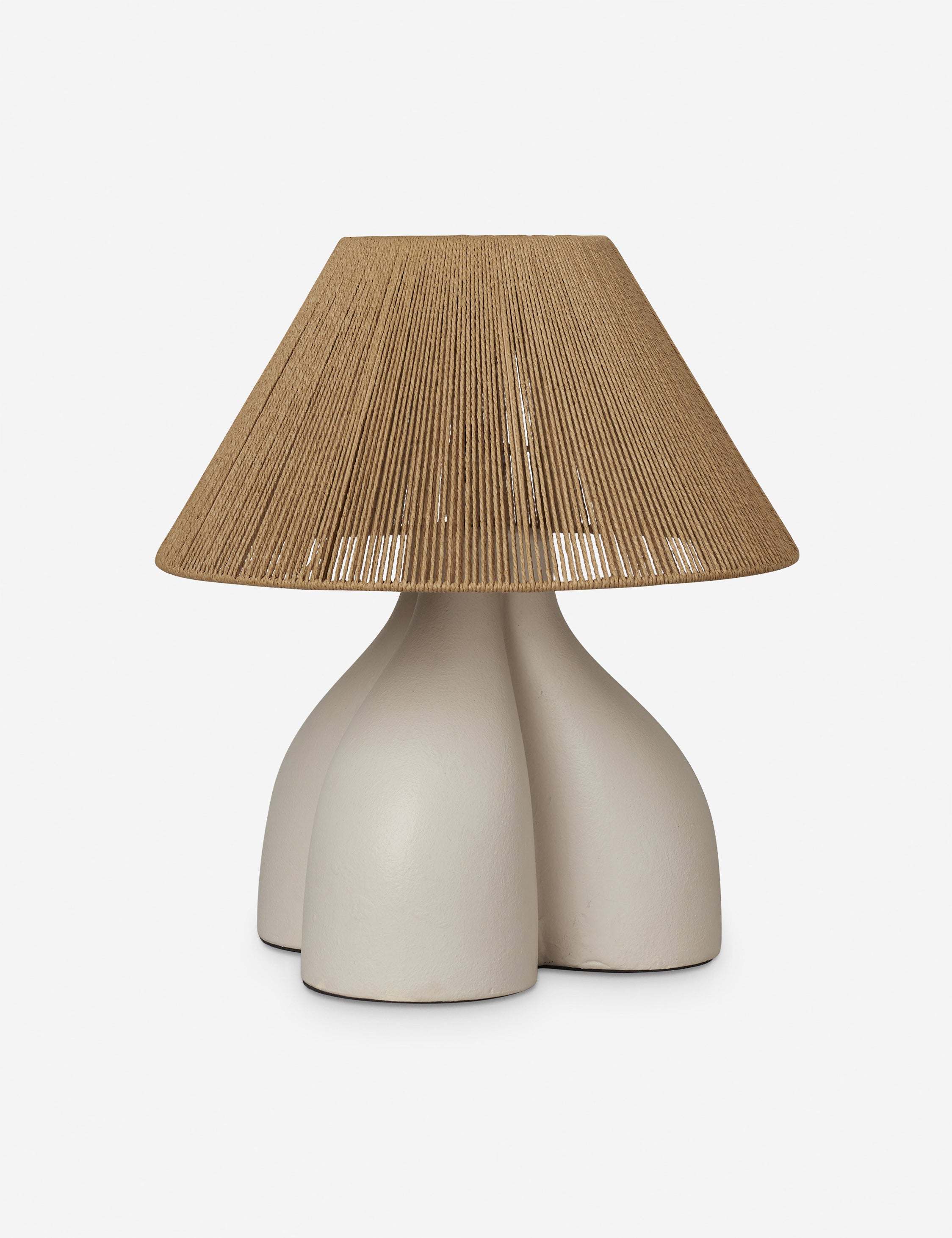 Gustav woven shade sculptural table lamp.