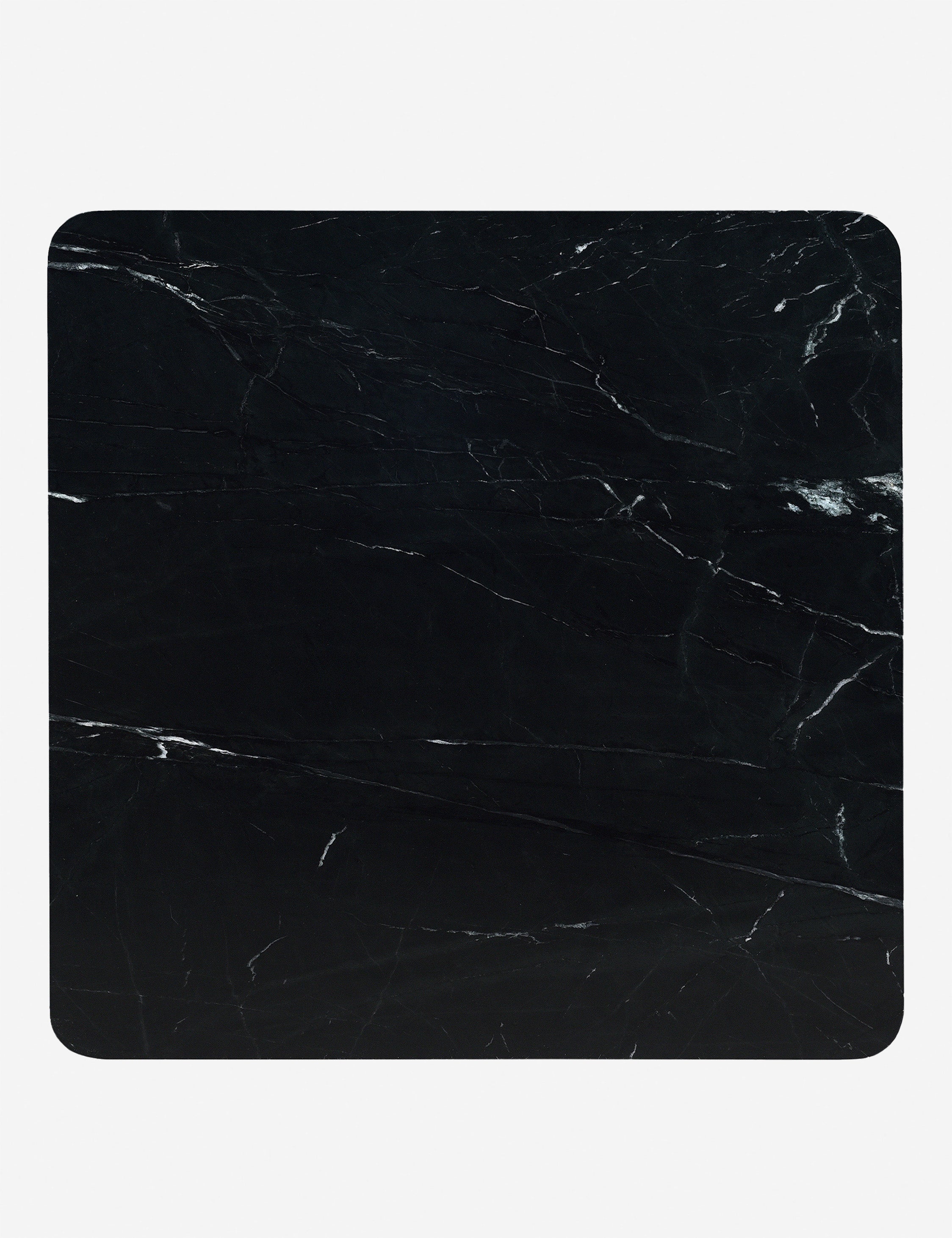 Overhead view of Cato solid marble square coffee table in black marble