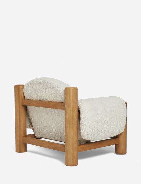 | Angled rear view of the James faux sherpa accent chair