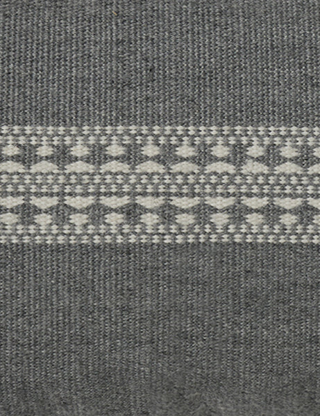 #color::agate #style::lumbar | White traditional design on the Marchesa agate gray indoor and outdoor pillow