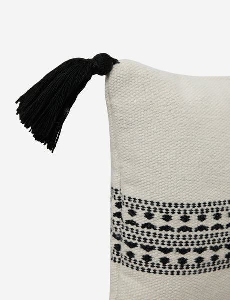 #color::natural-and-black #style::lumbar | Tasseled corners on the Marchesa natural and black indoor and outdoor pillow