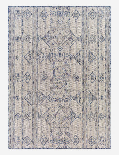 #color::blue #size::5-3--x-7- #size::6-7--x-9- #size::7-10--x-10- #size::9-2--x-12- | Yamina blue indoor and outdoor machine woven rug with a geometric pattern
