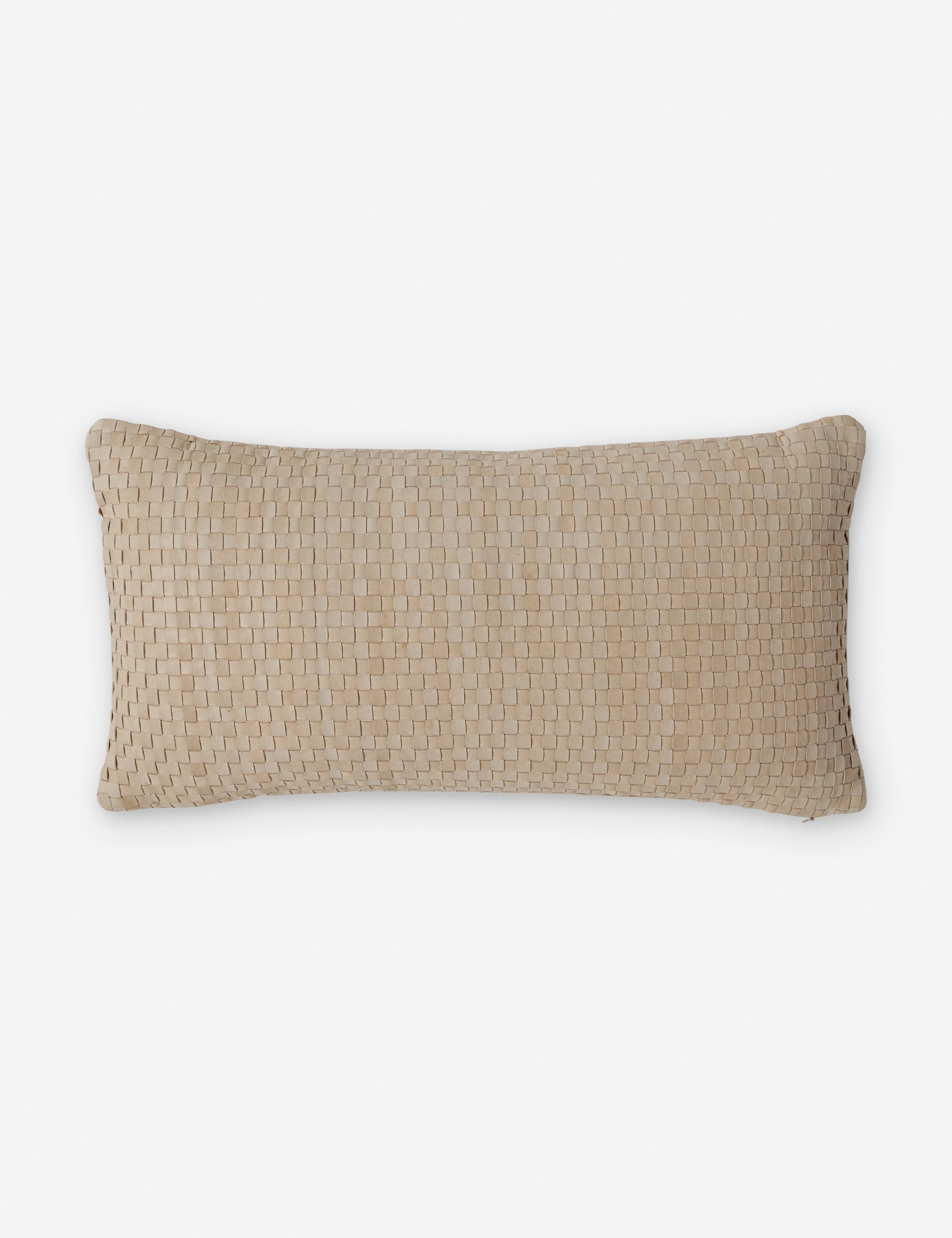 Victor natural leather basketweave lumbar throw pillow
