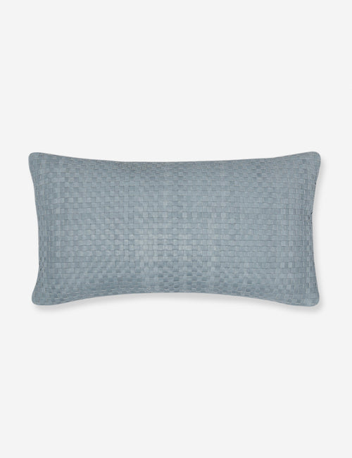 #color::dusty-blue #style::lumbar | Victor dusty blue leather basketweave lumbar throw pillow