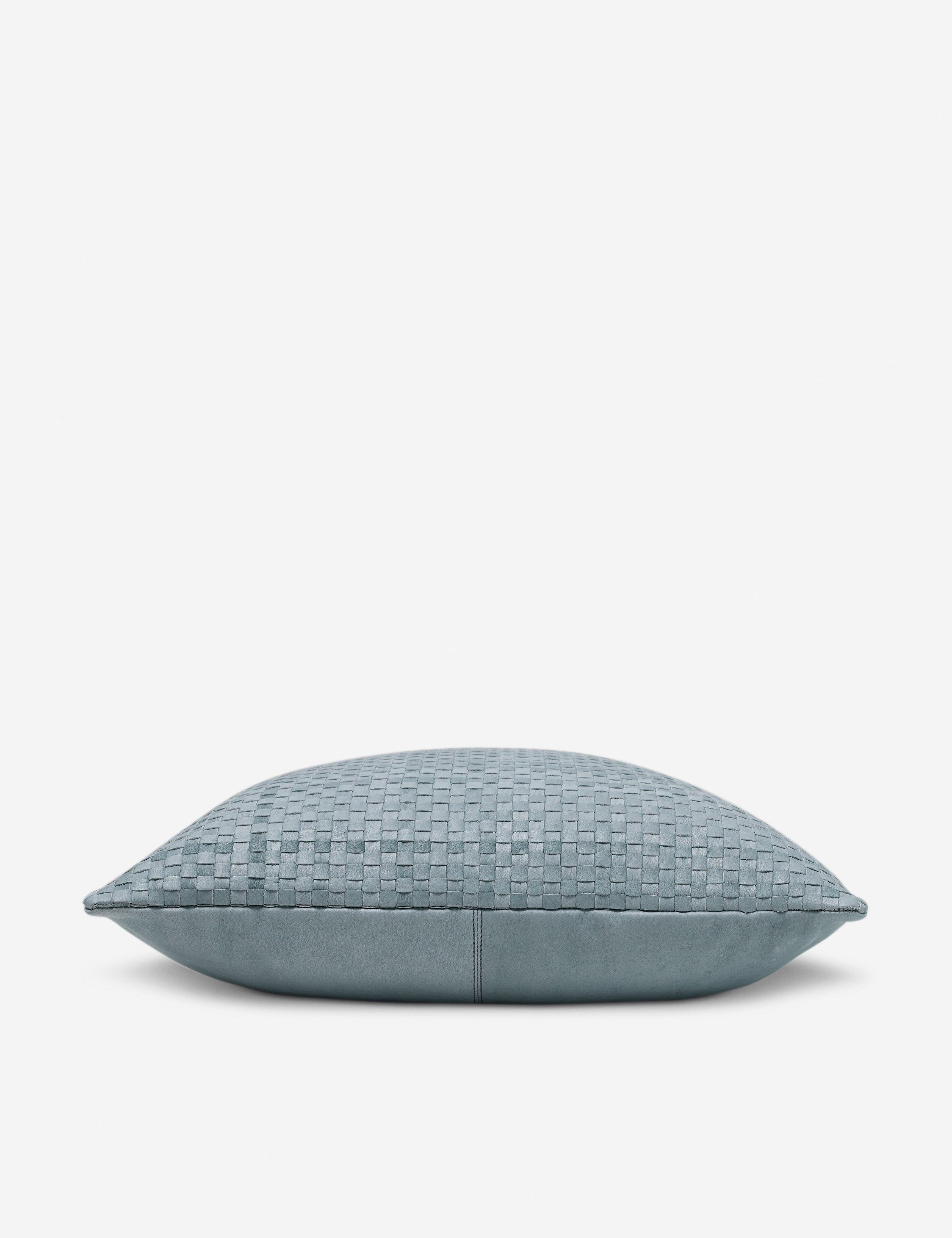 Side of the victor dusty blue square throw pillow