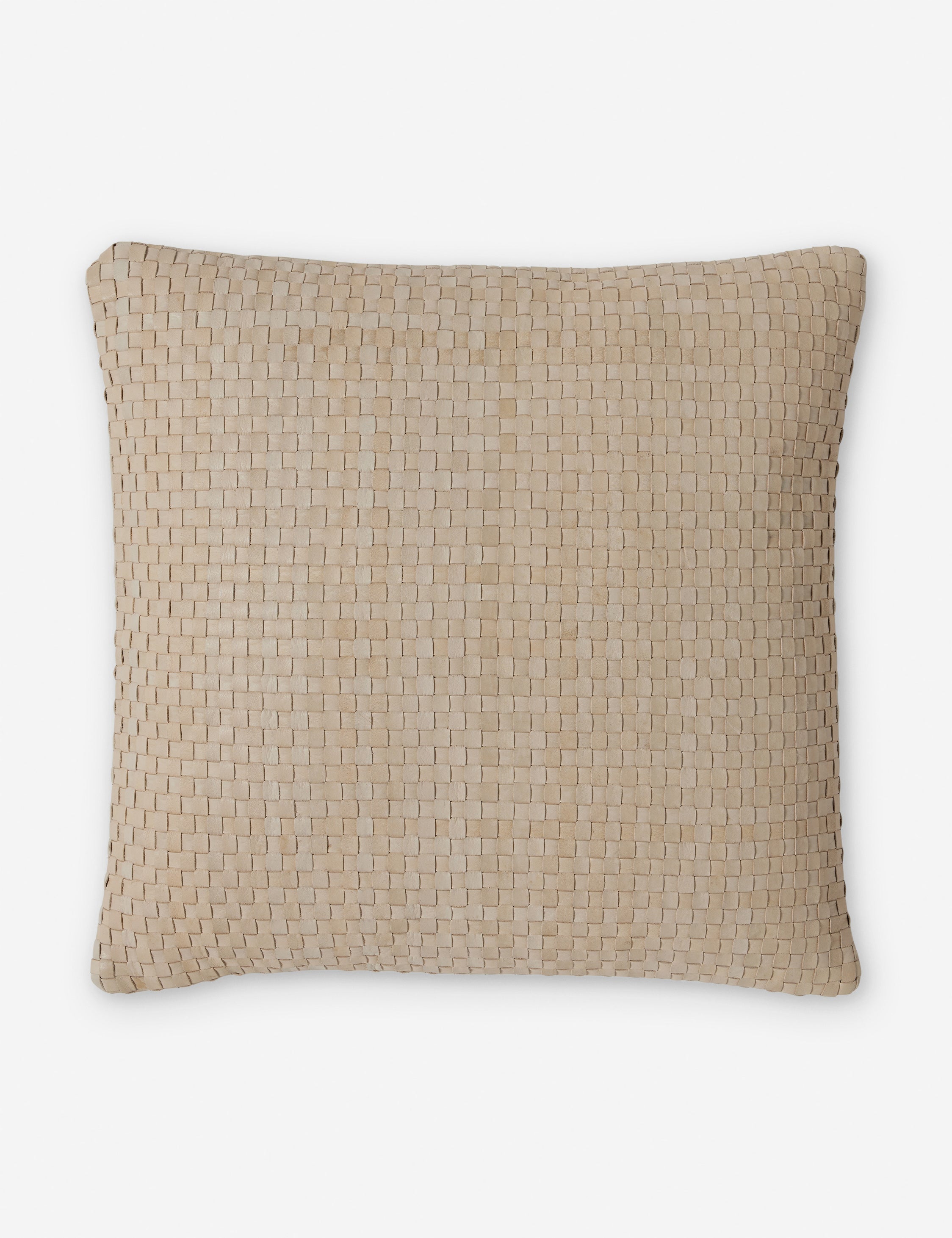 Victor natural leather basketweave square throw pillow