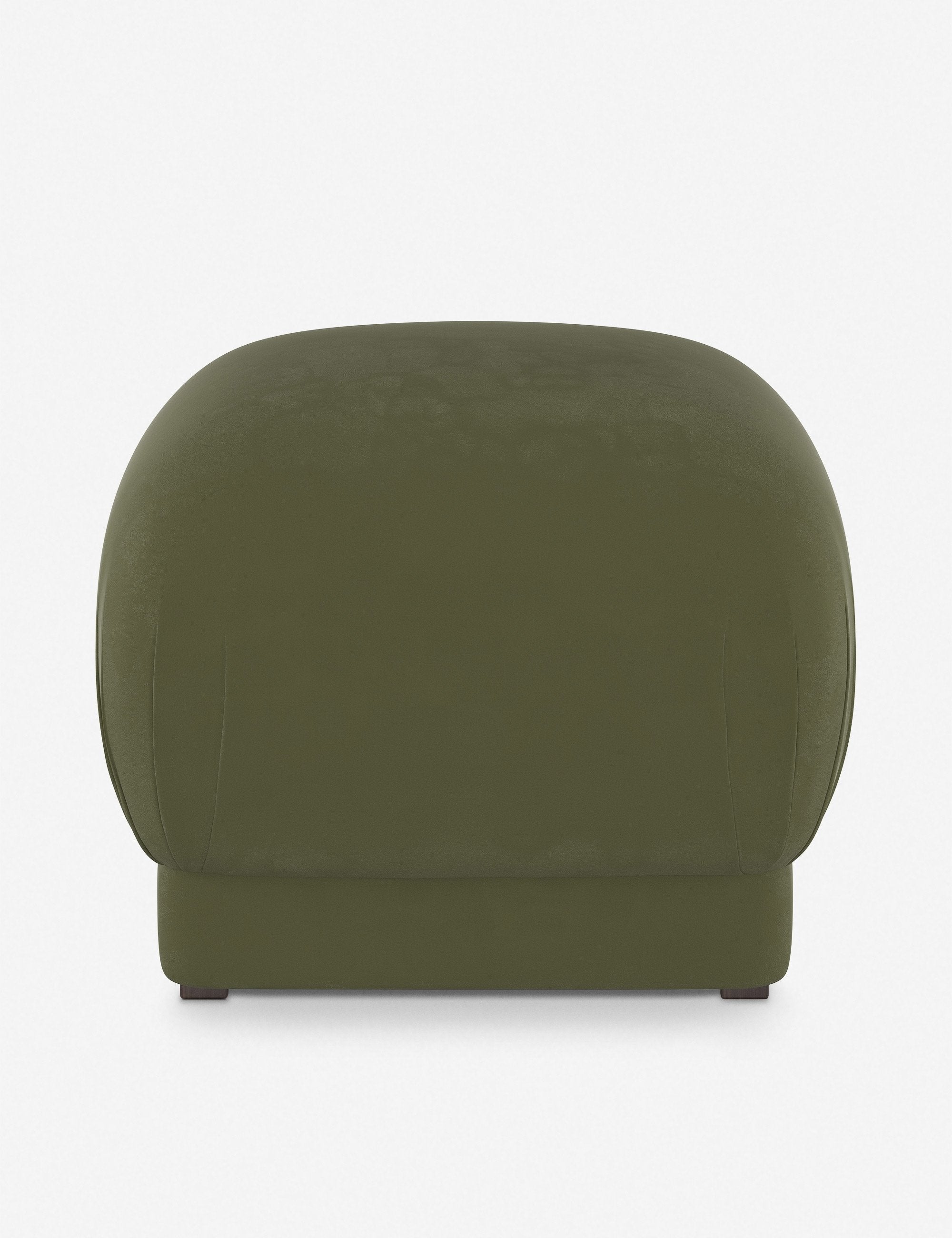 Bailee Moss upholstered ottoman with a pouf-like design and pleated corners