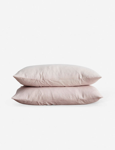 #color::blush #size::euro-sham #size::standard #size::king | Set of two european flax linen blush pink pillowcases by cultiver