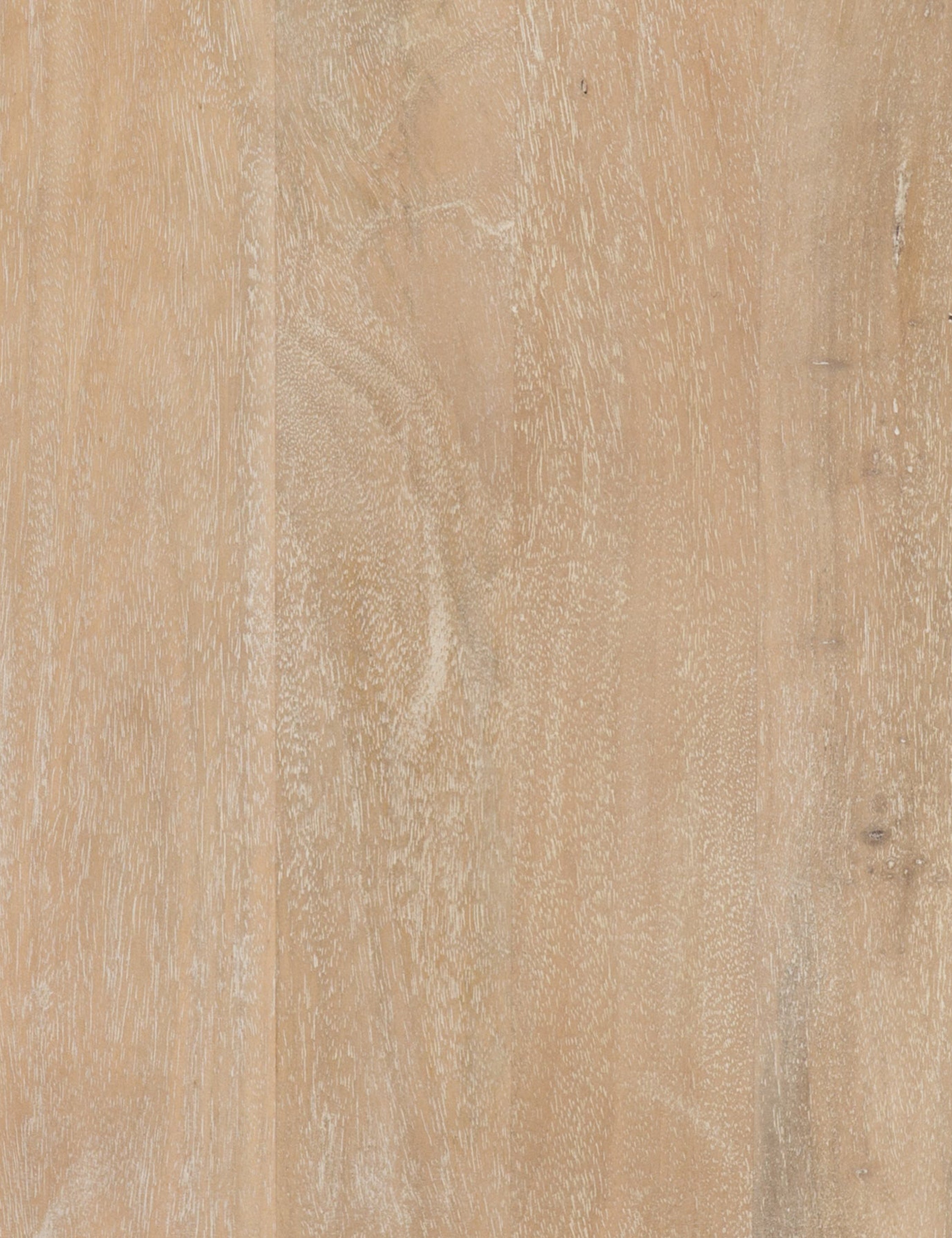 Detailed view of the natural mango wood on the Hannah media console with cane doors.