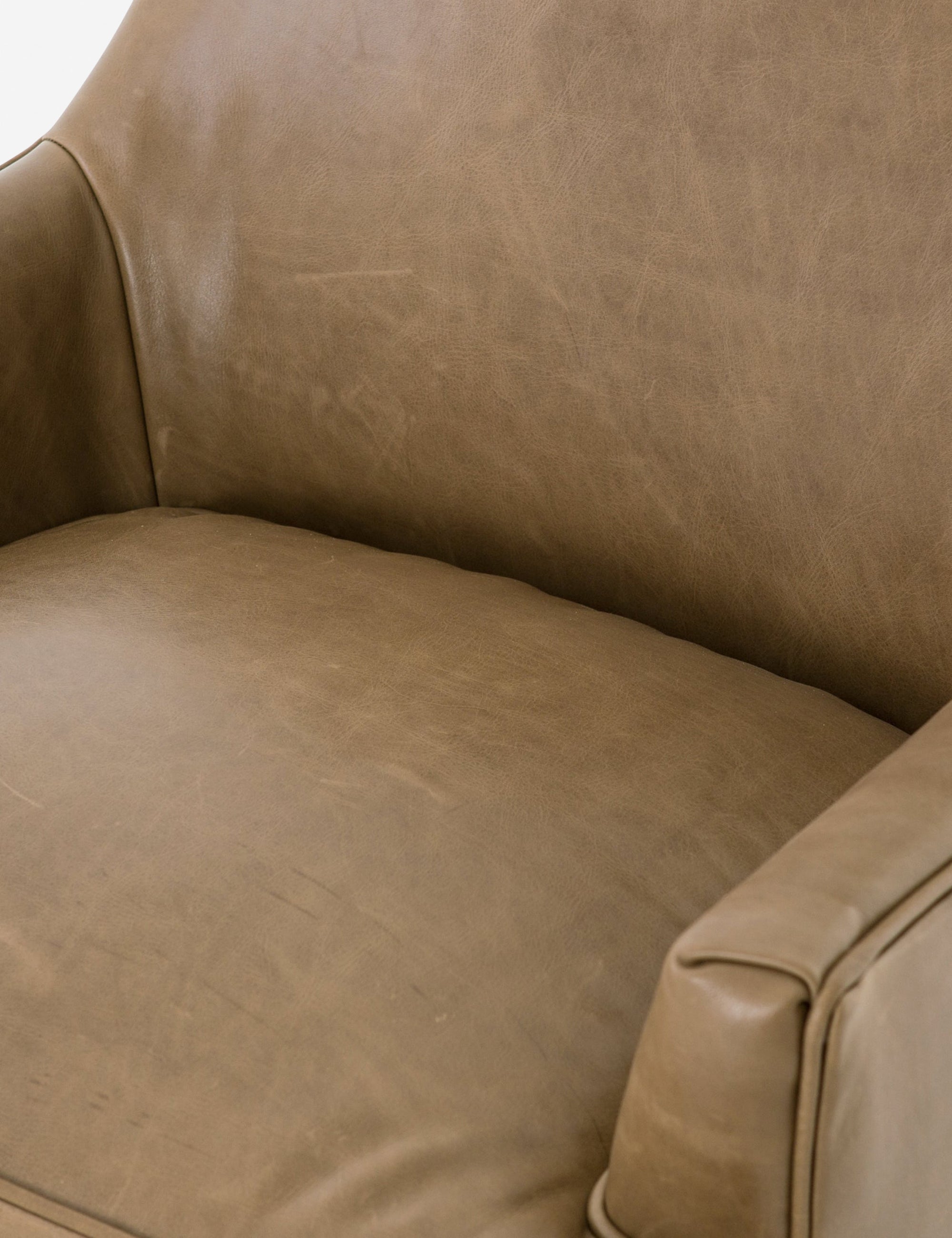 Close-up of the cushion and back of the Ilona Leather Accent Chair