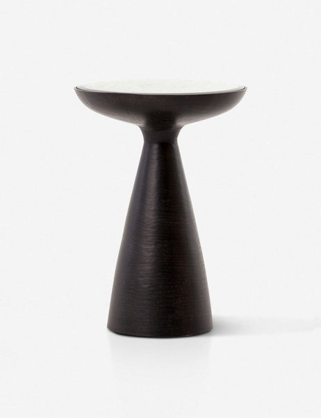 | Bridget bronze pedestal side table with mirror ash glass top
