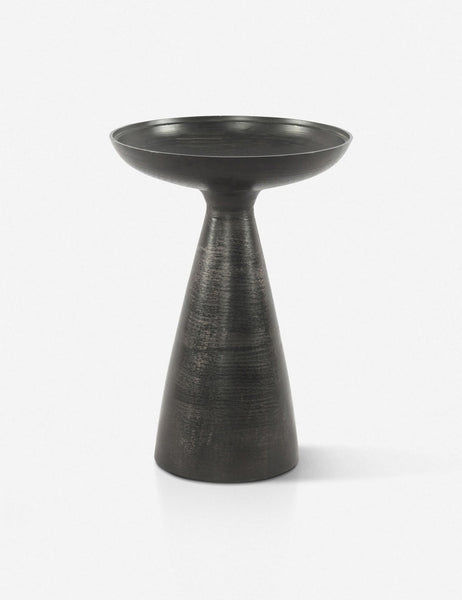 | Bridget bronze pedestal side table with mirror ash glass top removed