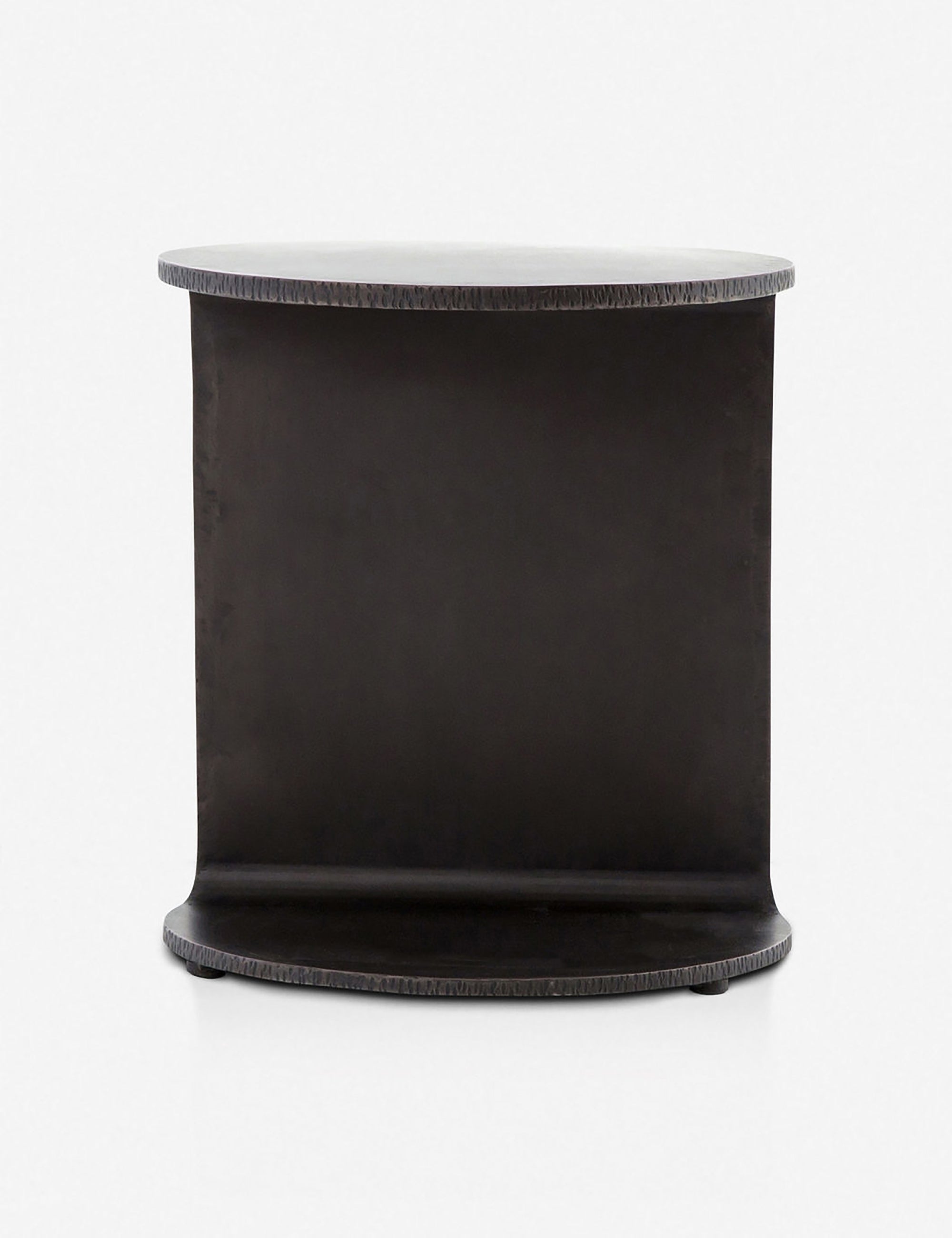Rear view of the Illy metal geometric side table