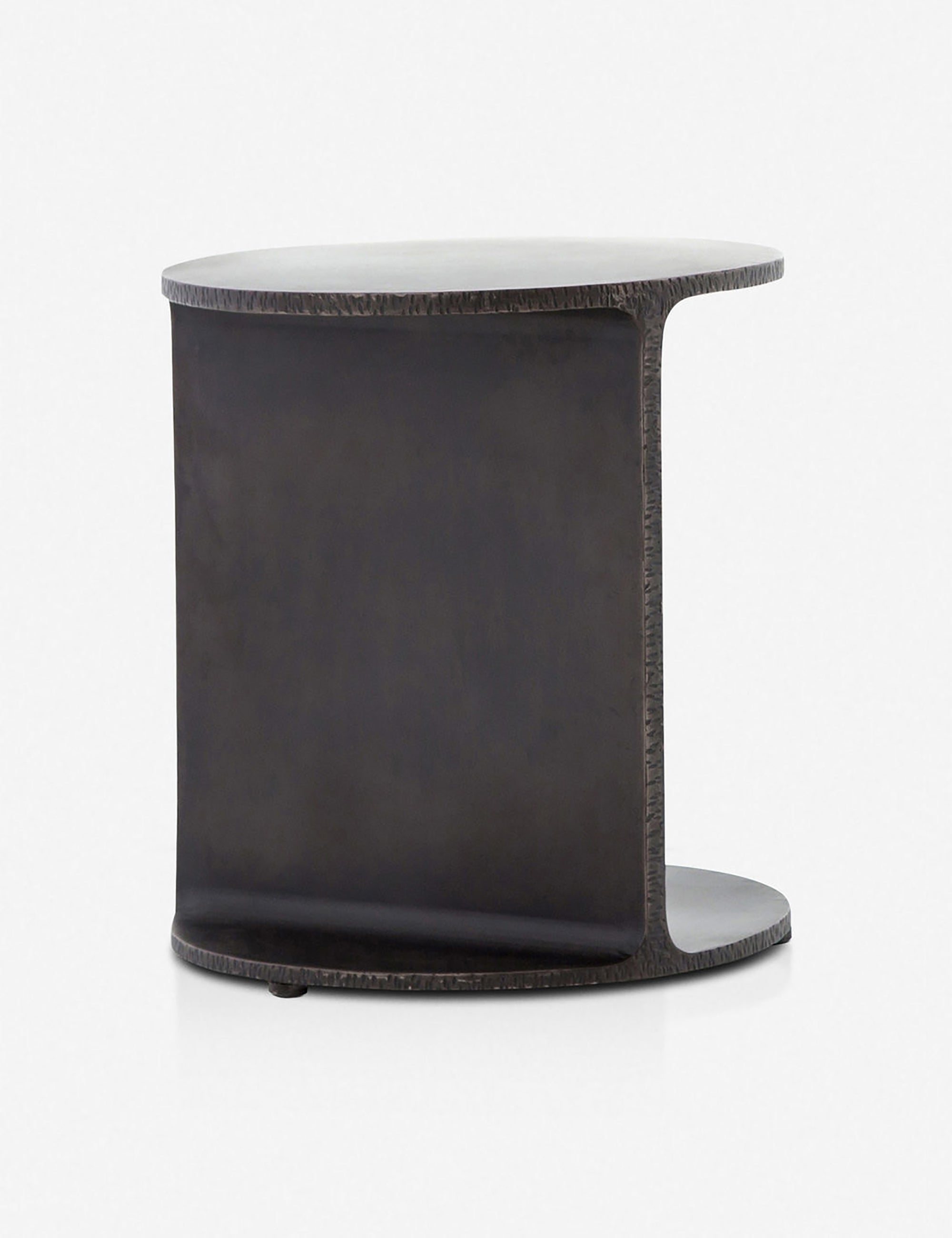 Angled rear view of the Illy metal geometric side table