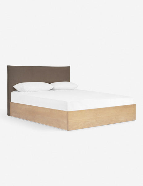 #size::king #size::queen #color::mushroom #size::cal-king | Angled view of the Nia mushroom brown linen bed
