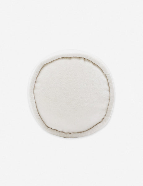 #color::oyster | Side view of the Sabine white velvet cylindrical bolster pillow
