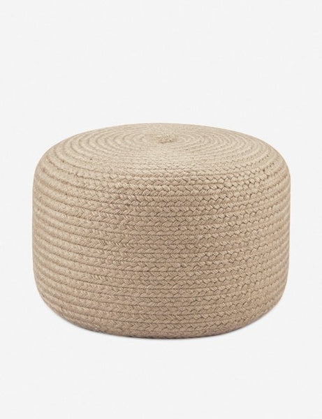 | Bowen natural woven indoor and outdoor pouf with simple braided pattern