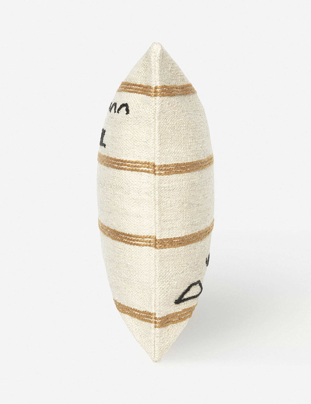 Side of the Iconic ivory stripe square pillow