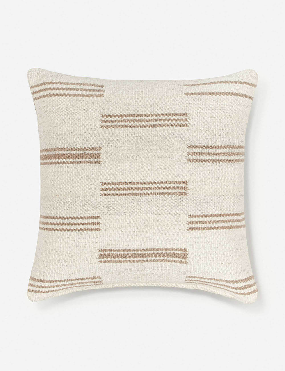 Stripe break natural and cream square pillow by Sarah Sherman Samuel